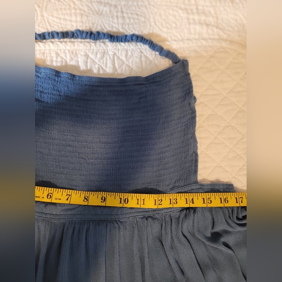 R. Vivimos Blue Maxi Summer Cotton / Rayon Backless Ruffled Dress Size Medium - Picture 10 of 11